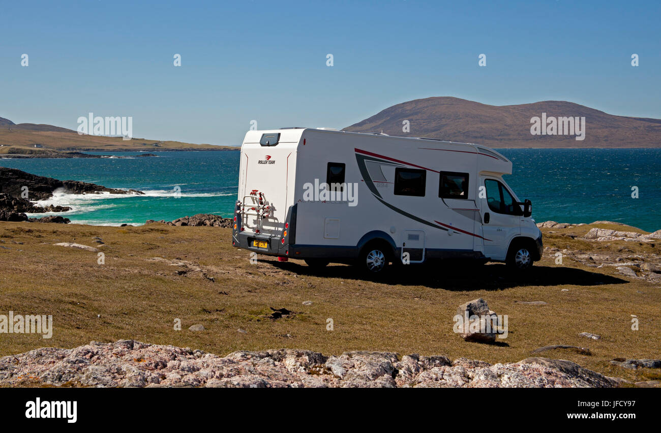 Isla de Harris, autocaravana, Hébridas Exteriores, Escocia Foto de stock