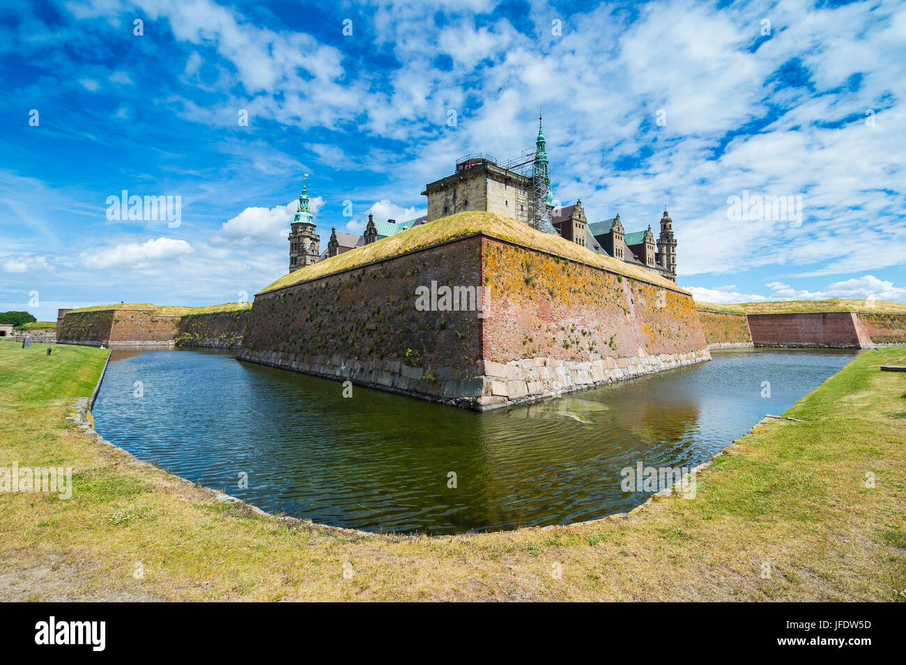 Patrimonio mundial de la Unesco vista Kronborg castillo renacentista, Helsingor, Dinamarca Foto de stock