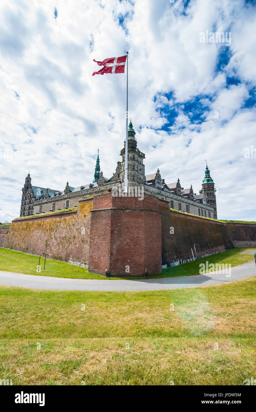 Patrimonio mundial de la Unesco vista Kronborg castillo renacentista, Helsingor, Dinamarca Foto de stock