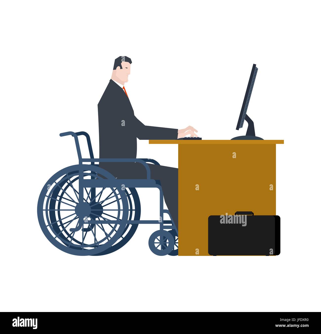 Deshabilitado en el trabajo. manager en silla de ruedas a la mesa. Igualdad  de derechos para las personas con discapacidad Imagen Vector de stock -  Alamy