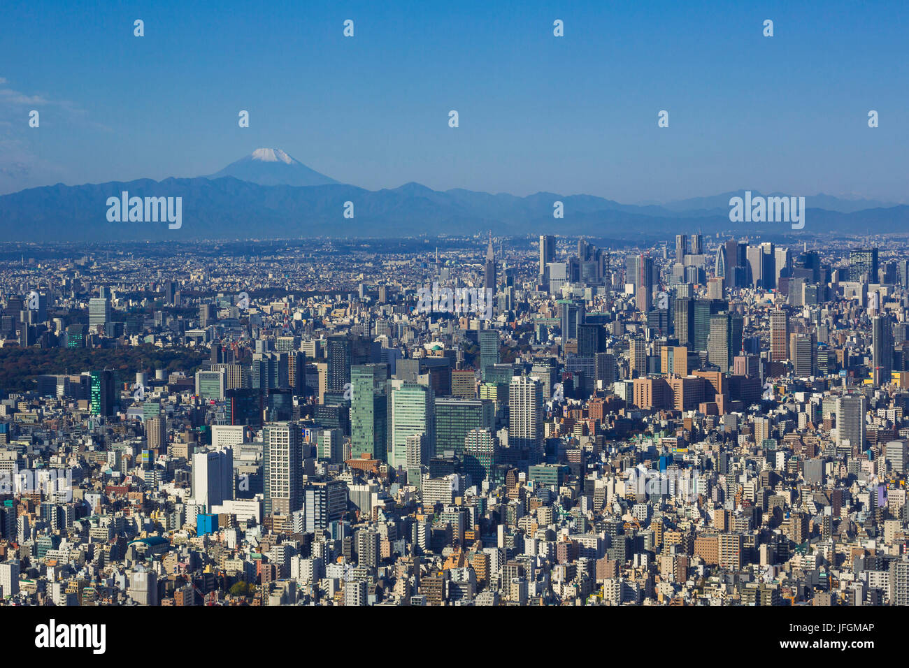 Japón, la ciudad de Tokio, el Centro de Tokio y el Monte Fuji Foto de stock