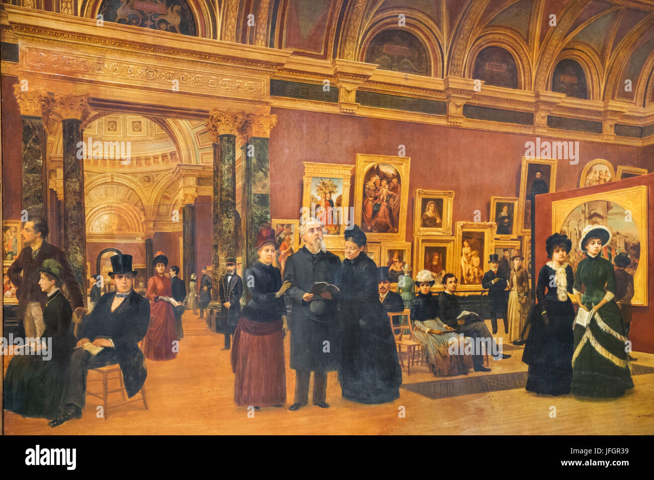 Inglaterra, Londres, Trafalgar Square, la National Gallery, La Galería Nacional de Pintura 1886 por Giuseppe Gabrielli Foto de stock