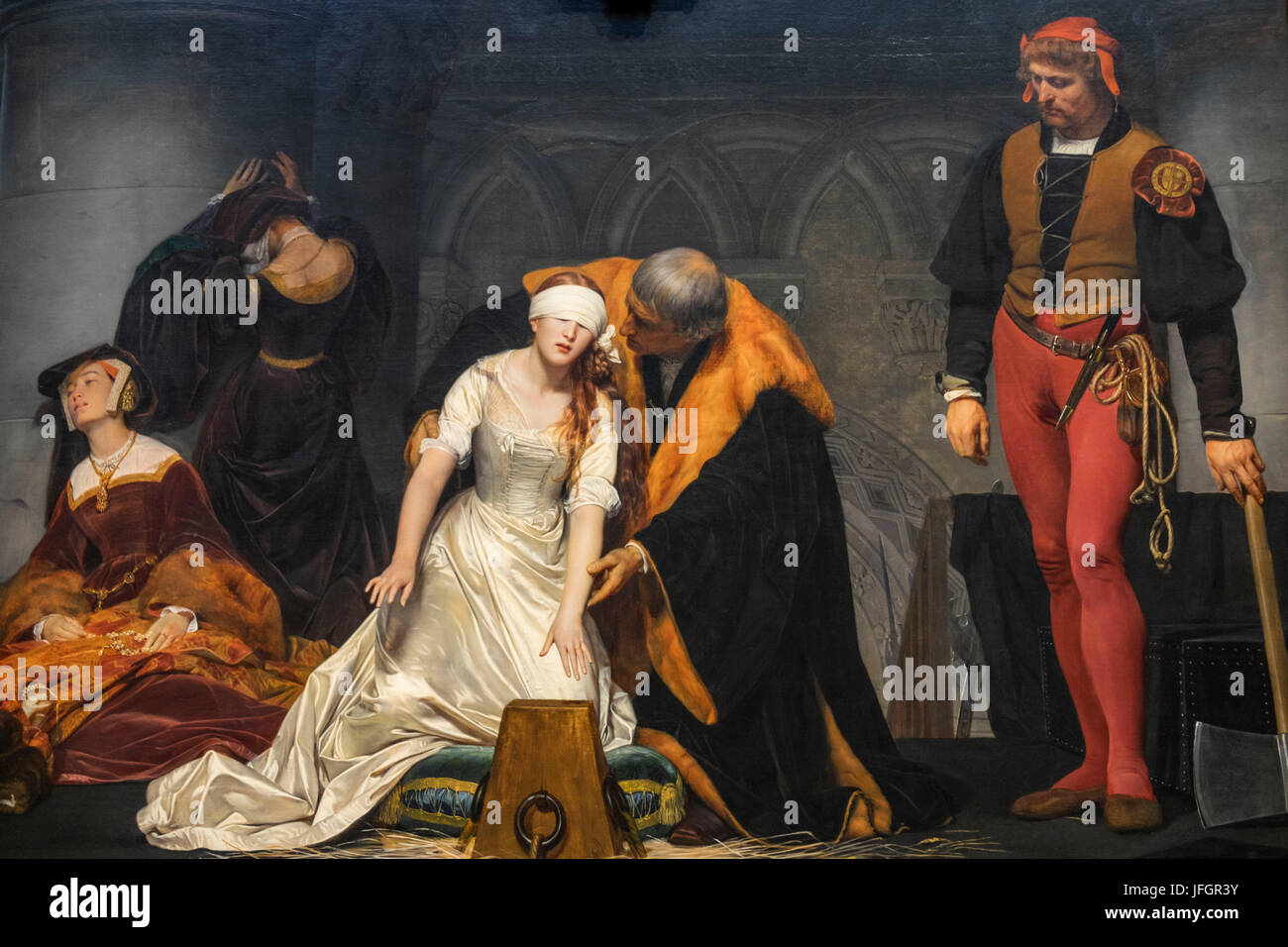 Inglaterra, Londres, Trafalgar Square, la National Gallery, retrato de la ejecución de Juana Grey por Paul Delaroche Foto de stock