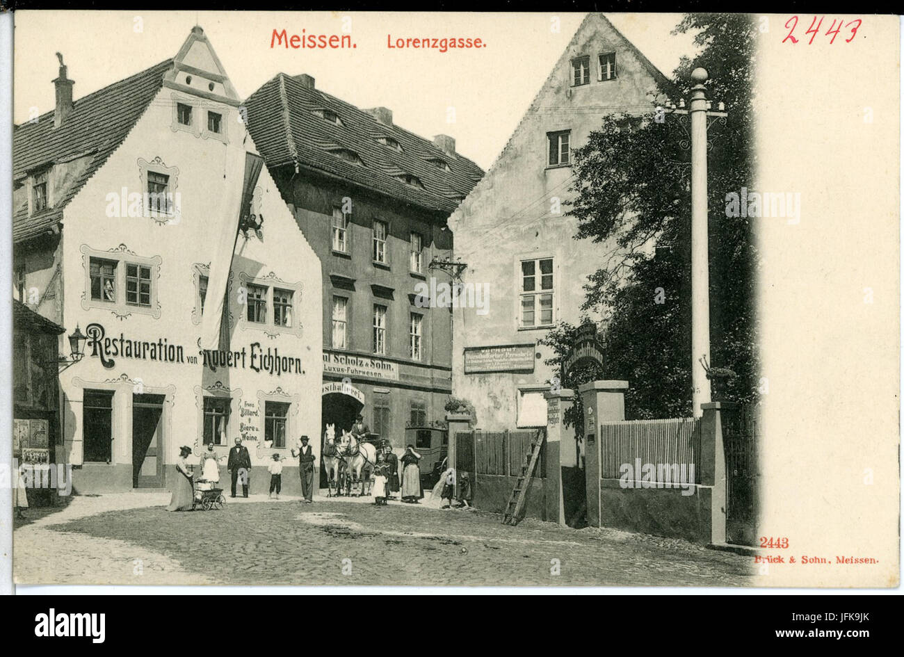 02443-Meißen-1902-Lorenzgasse-Brück & Sohn Kunstverlag Foto de stock