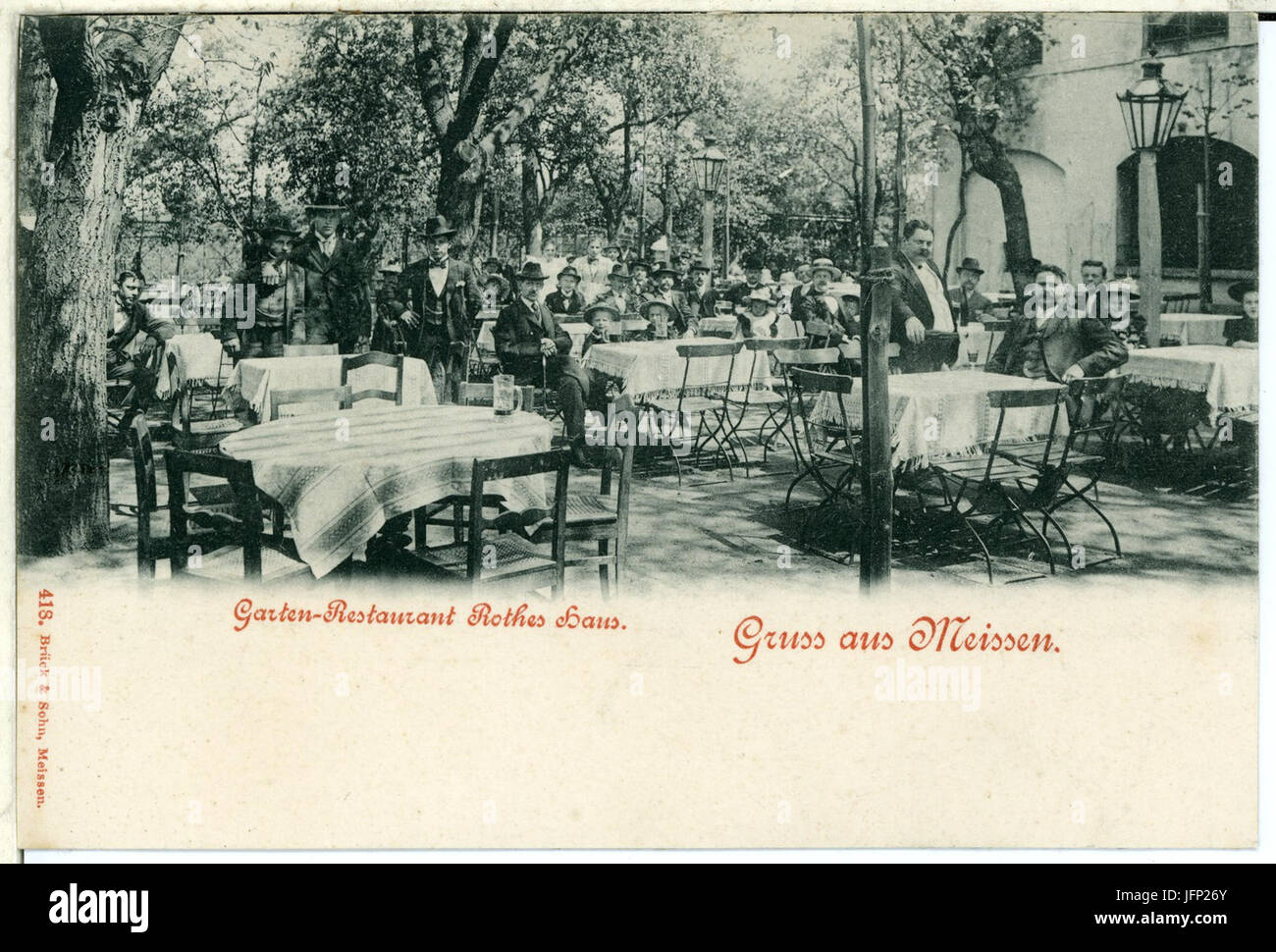 00418-Meißen-1898-Garten-Restaurant Rotes Haus-Brück & Sohn Kunstverlag Foto de stock