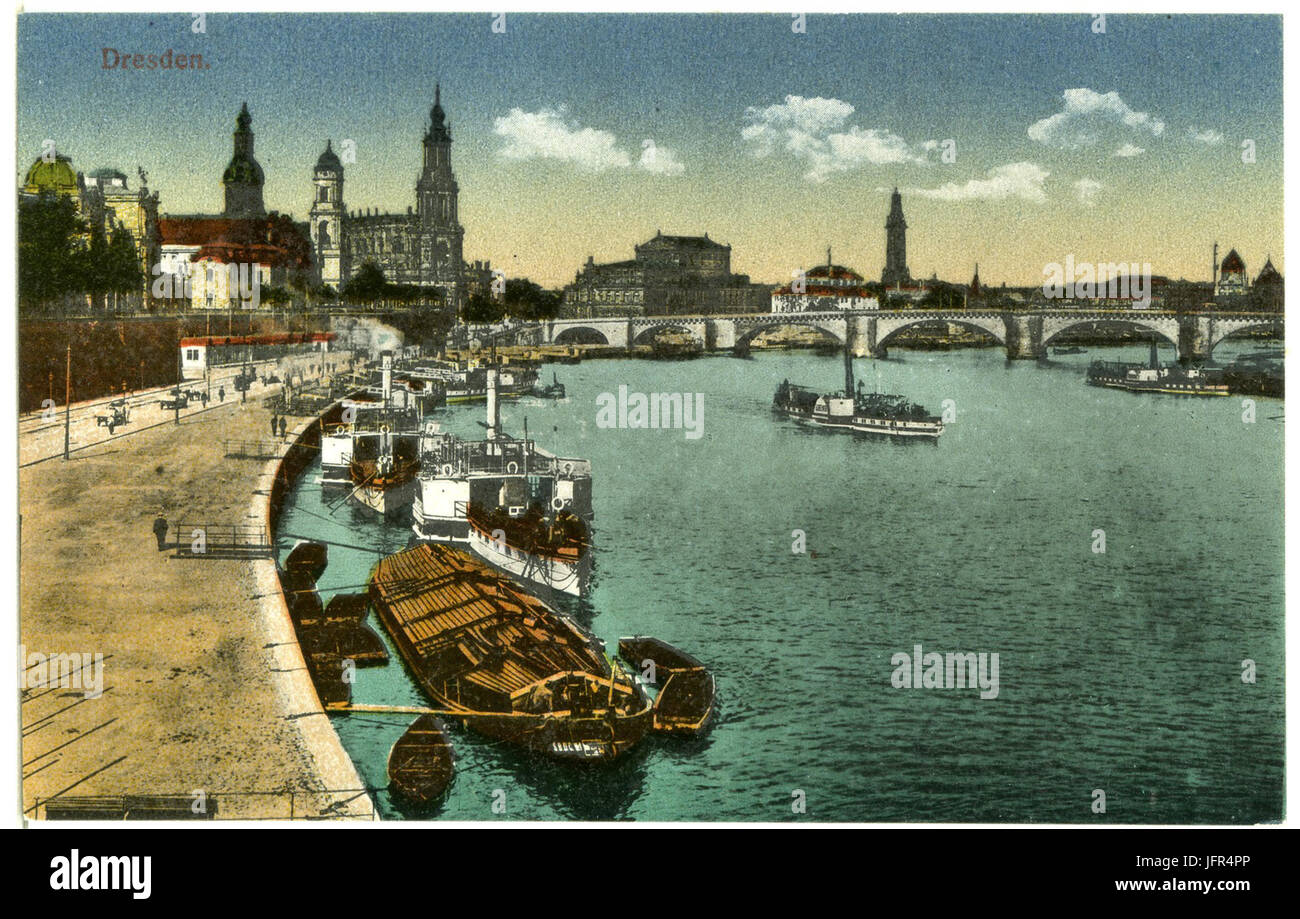 14237-Dresden-1912-Blick auf die Dampferanlegestelle, Augustusbrücke-Brück & Sohn Kunstverlag Foto de stock