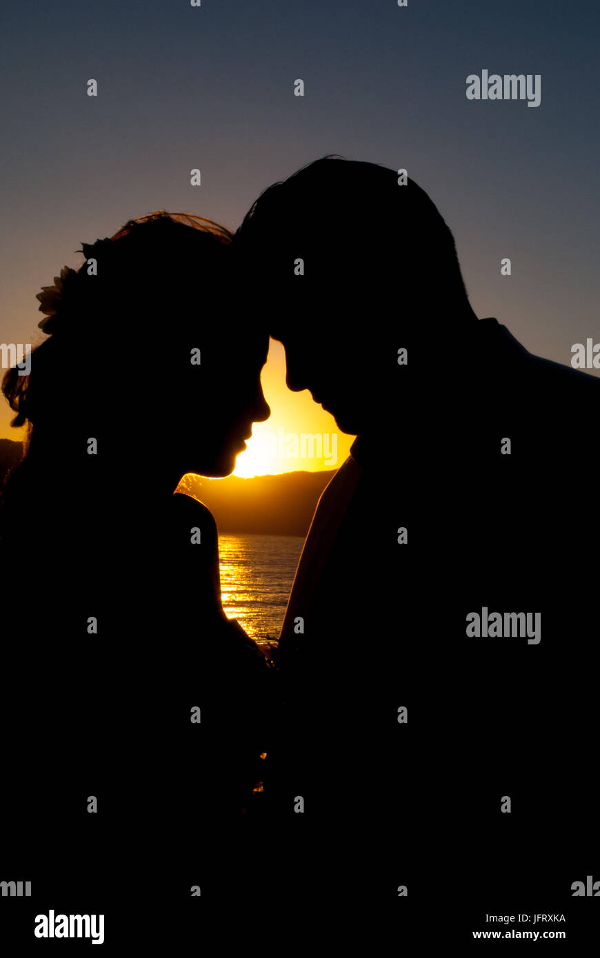 La esposa y el esposo de sunset en República Dominicana Foto de stock
