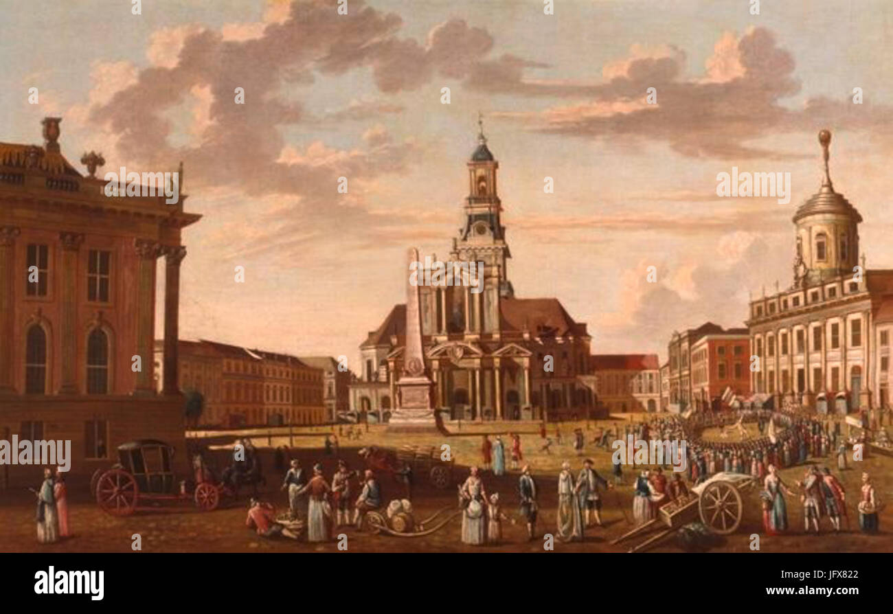 El barón Karl Christian Wilhelm - Alter Markt en Potsdam mit Nikolaikirche Foto de stock