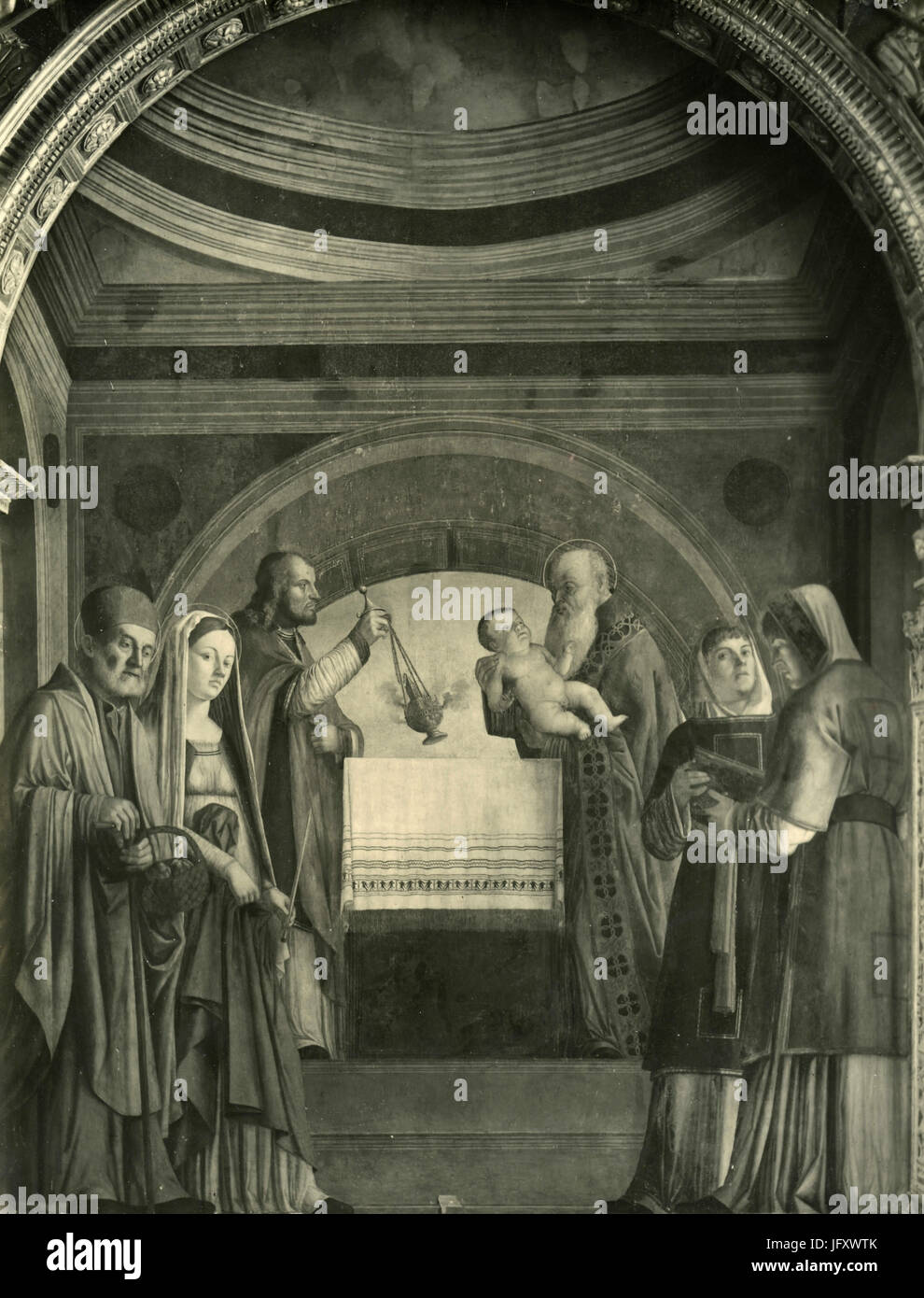 La circuncisión de Jesús Cristo, retablo de Giovanni Martini da Udine, Spilimbergo, Italia Foto de stock