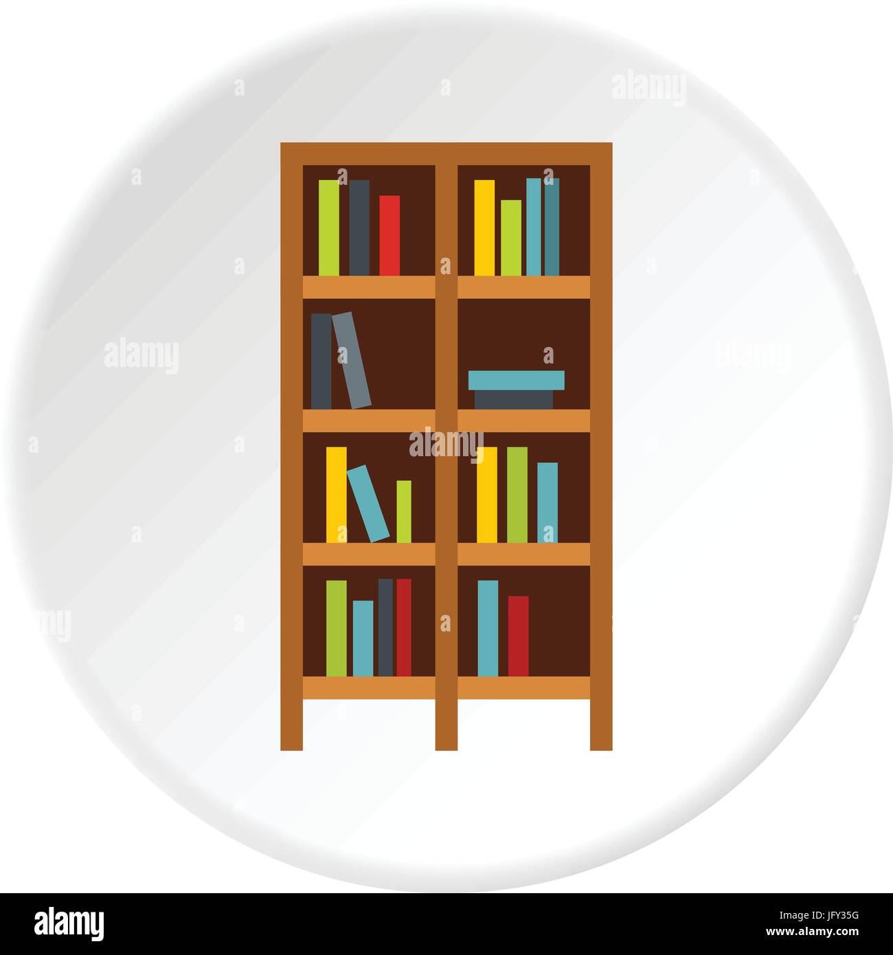 Estante de libros círculo de icono Ilustración del Vector