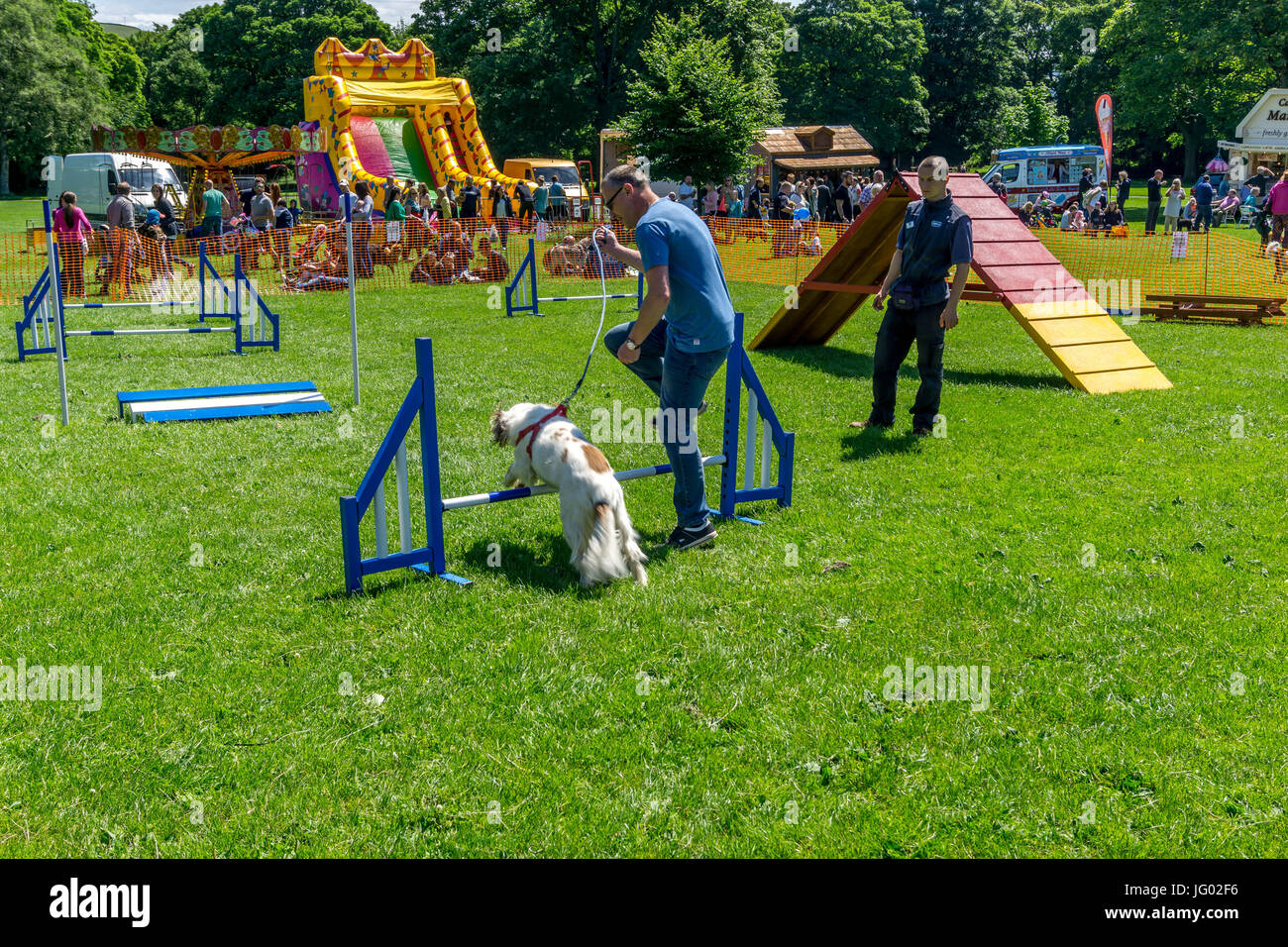 Heath Manor Park, Halifax, Inglaterra. El 2 de julio de 2017. La agilidad del perro show en la RSPCA K9 partido en el parque, Carl Dickinson/Alamy Live News Foto de stock