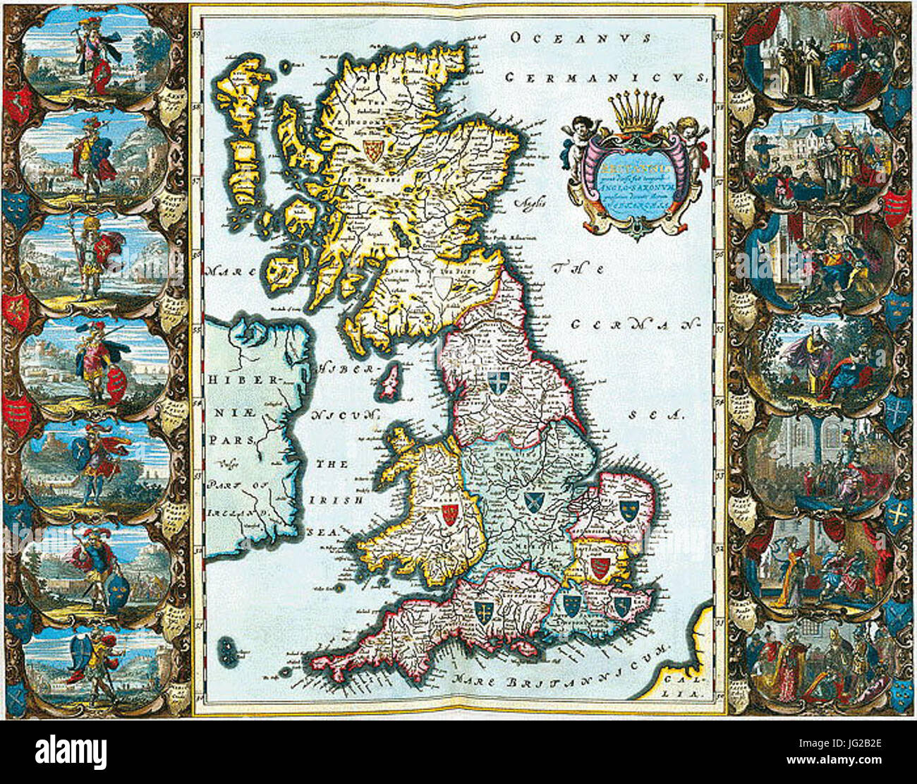 Joan Blaeu Atlas Maior - Vereinigtes Königreich Foto de stock