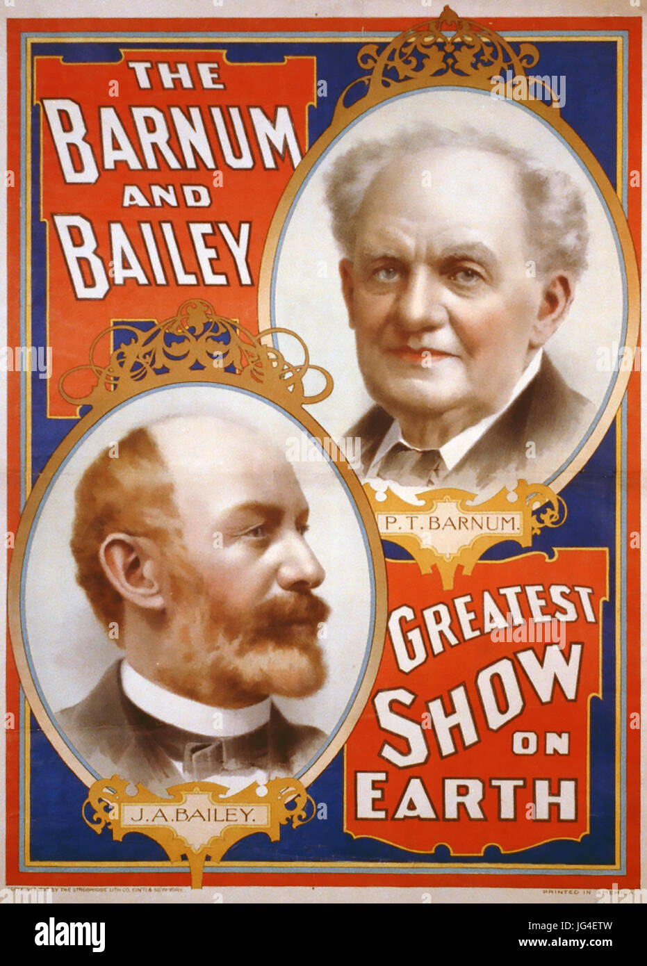 BARNUM Y BAILEY circus póster acerca de 1885 Foto de stock