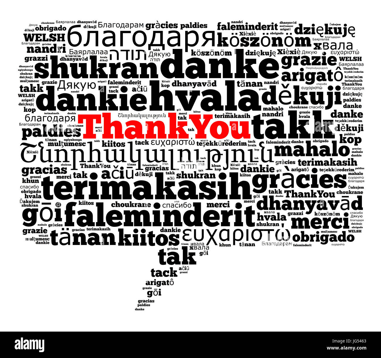 Gracias en diferentes idiomas palabra nube concepto Fotografía de stock