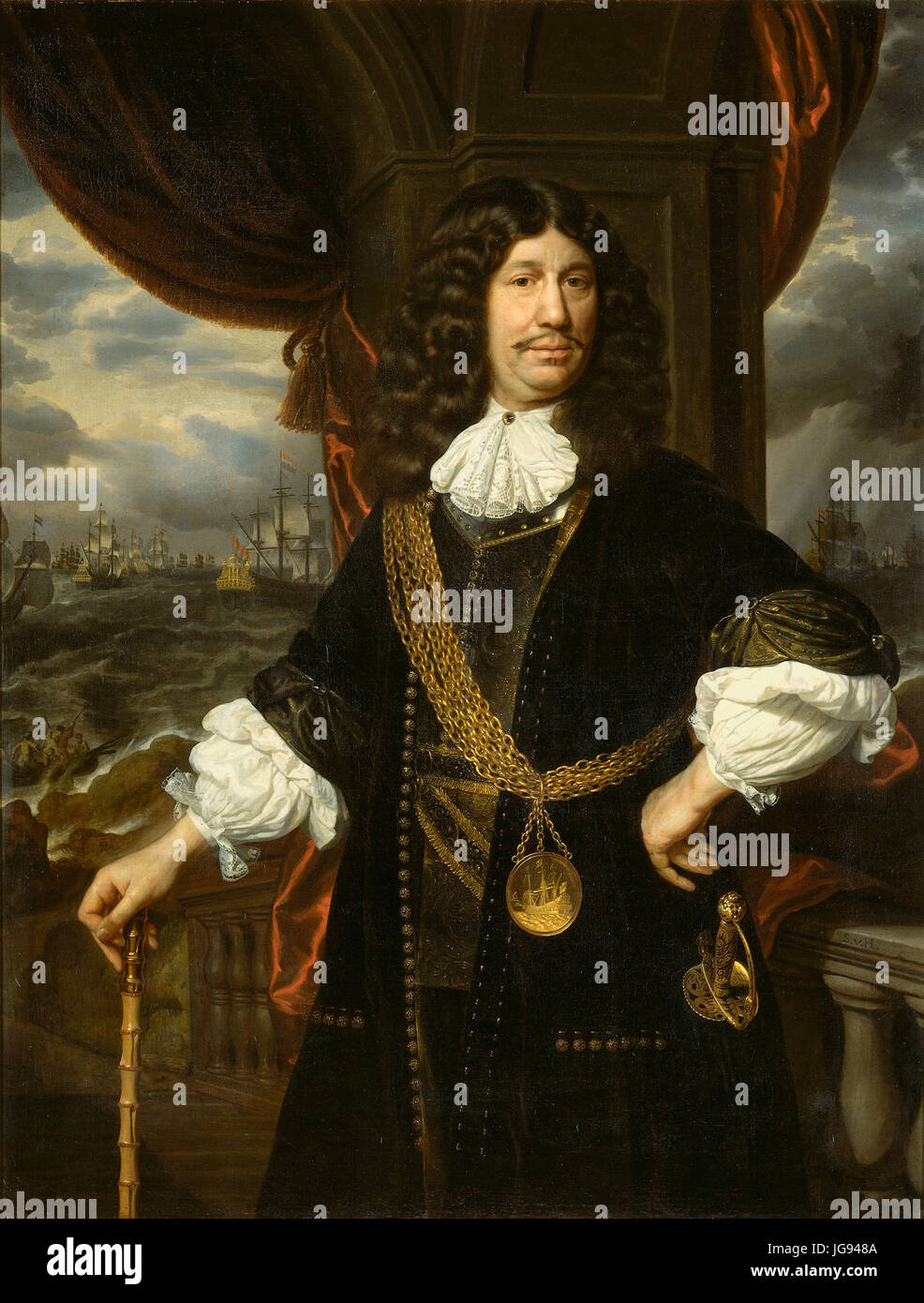 Mattheus van den Broucke (1620-85). Raad van Indië, getooid reunió de gouden keten en penning morir puerta hem de VOC en 1670 werden geschonken Rijksmuseum SK-A-158 Foto de stock