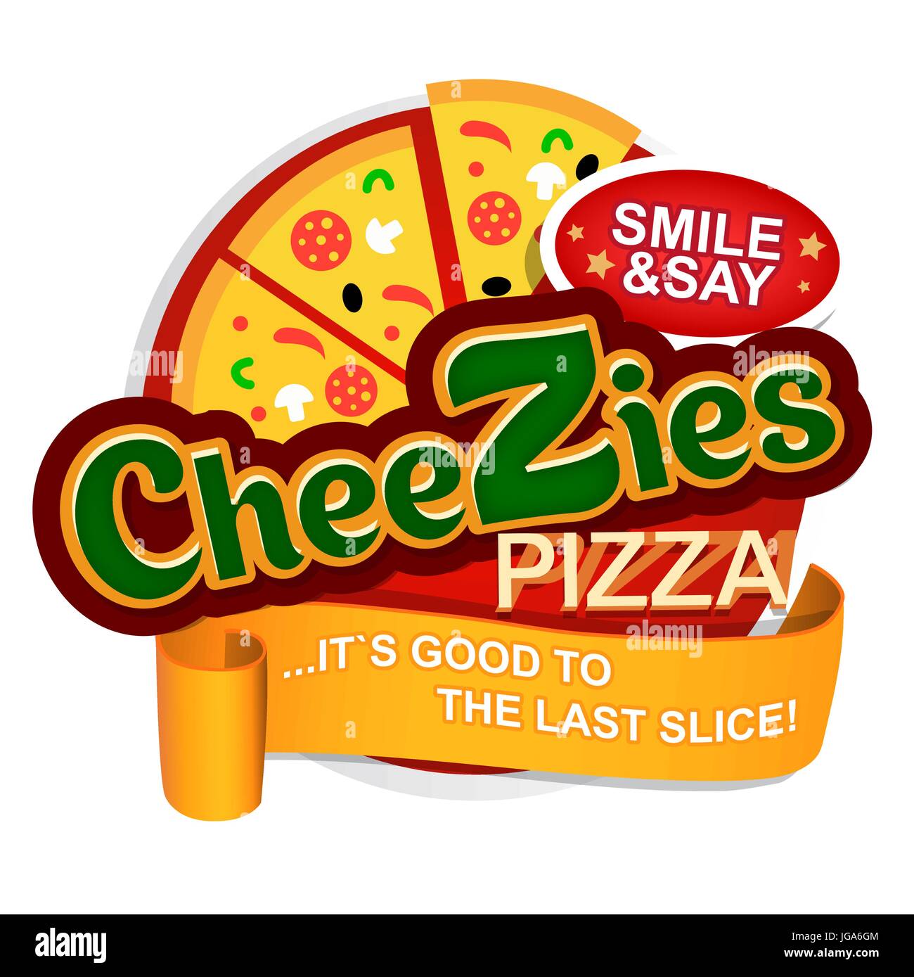 Cheese Pizza logo. Etiqueta para el diseño del menú restaurante o