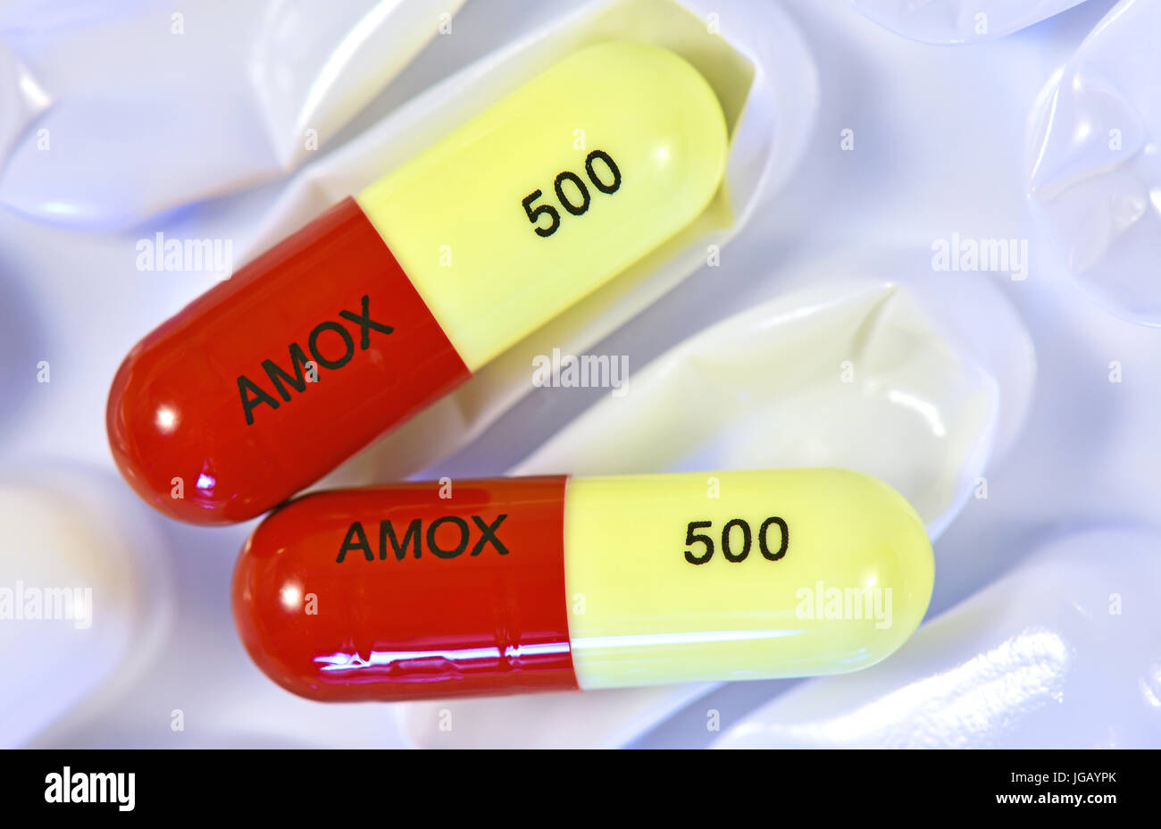 Medicamentos Los antibióticos orales penicilina amoxicilina Foto de stock