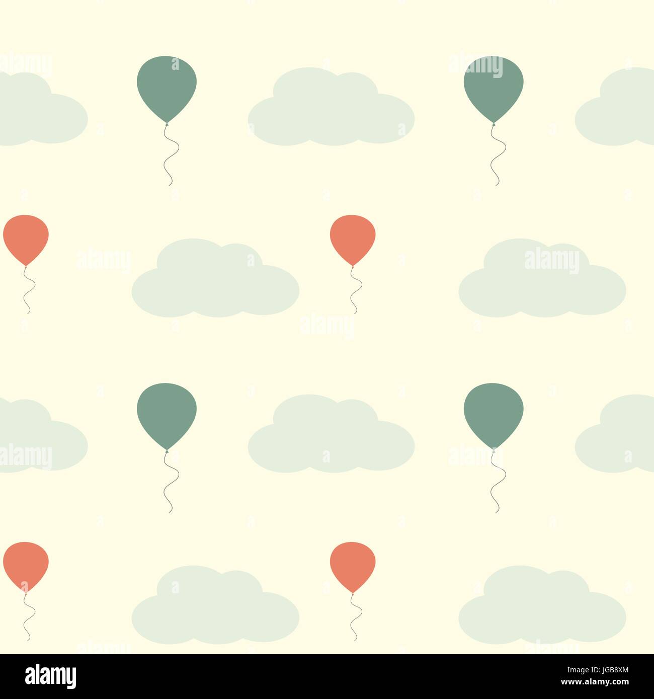 Vintage globos en el cielo con nubes perfecta ilustración de fondo del  modelo vectorial Imagen Vector de stock - Alamy