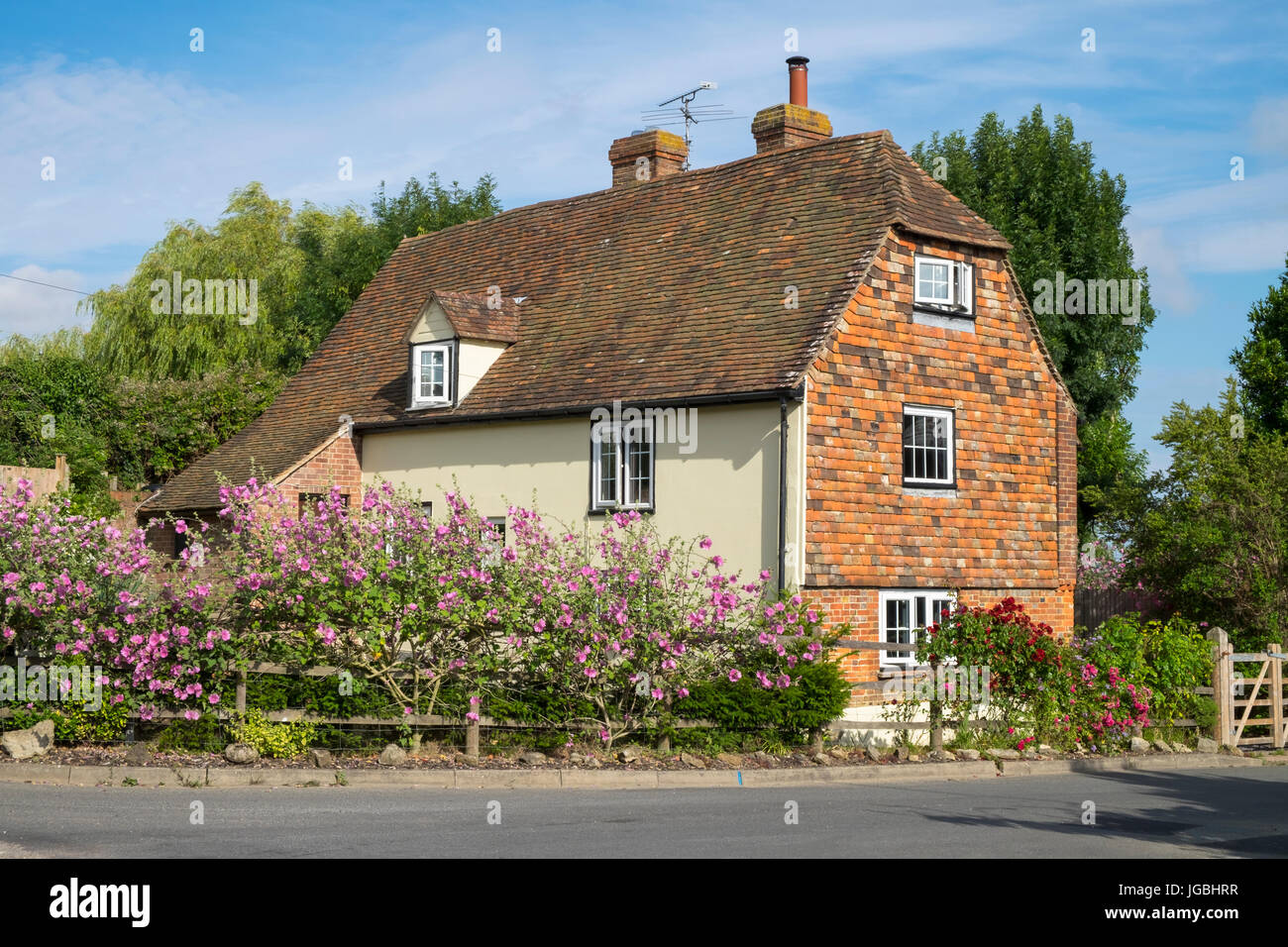 Inglés british chalet Casa Rural Gran Bretaña Warehorne pintoresca campiña de Kent Foto de stock