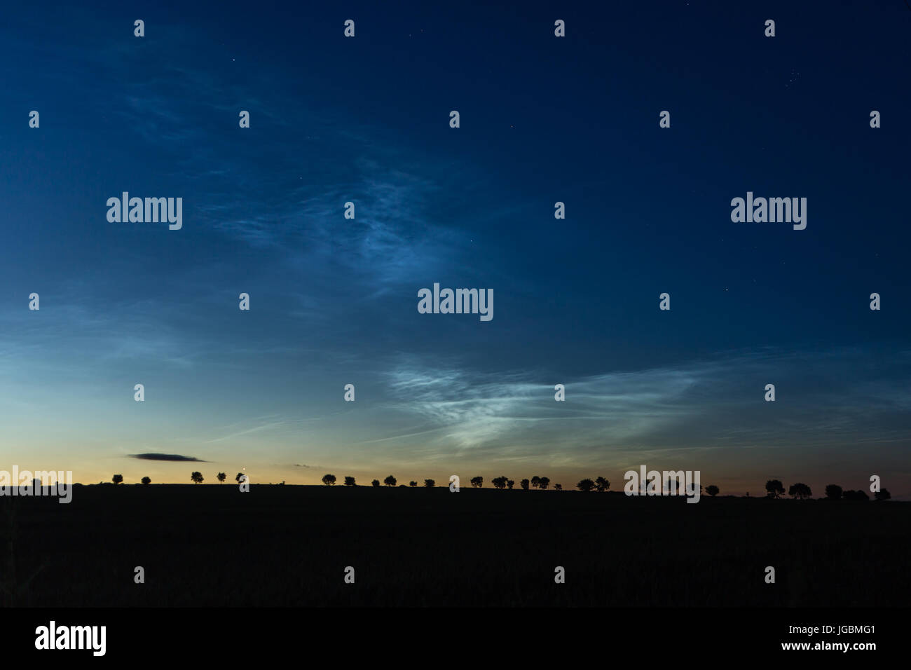 Nubes cerca Noctilucent Redford, Angus Foto de stock