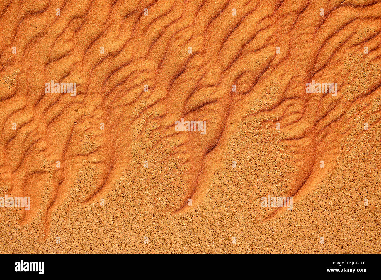 Ondulaciones de arena en la arena, dunas, Rub Al Khali desierto, Dhofar, Omán Foto de stock