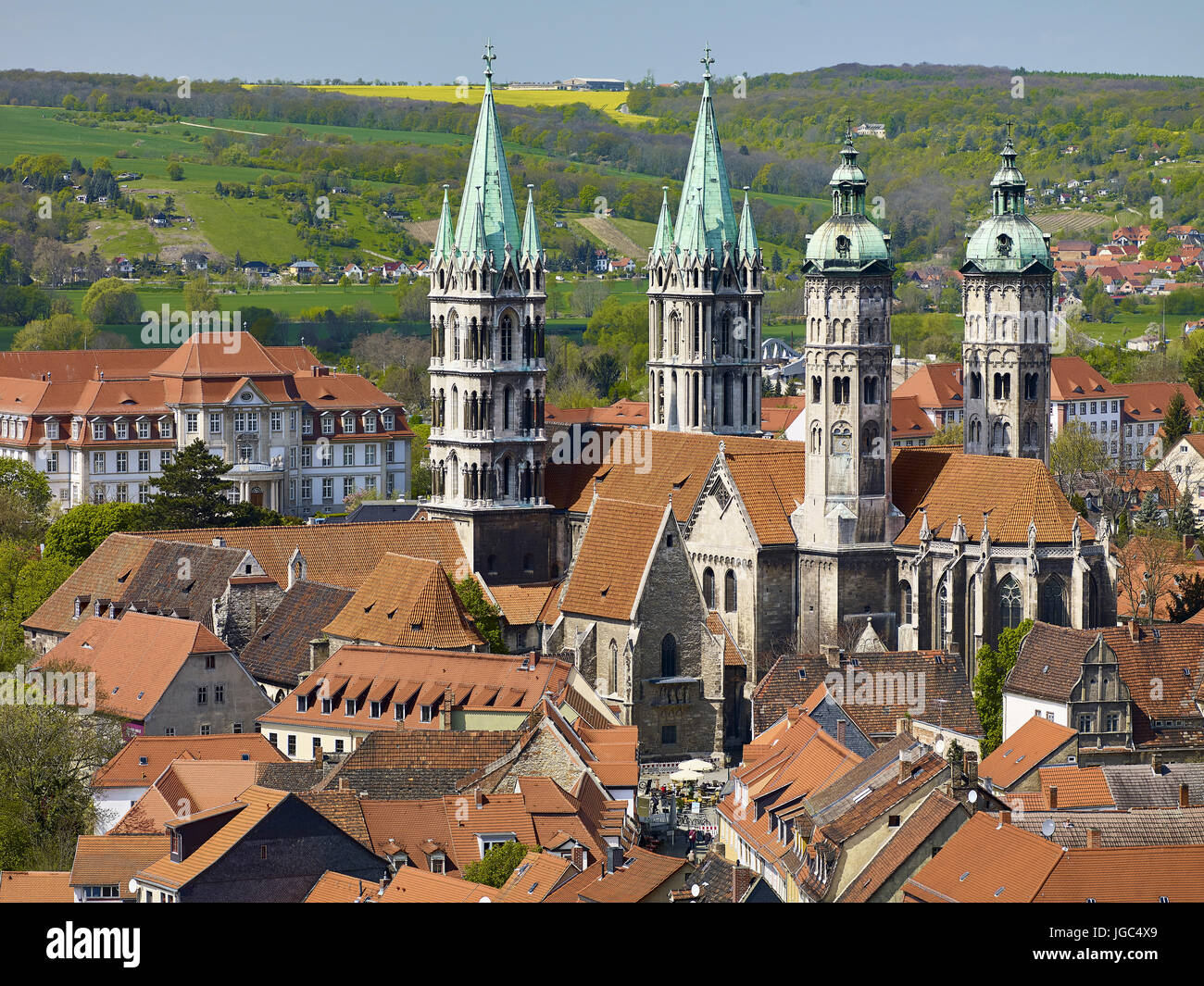 Casco antiguo, con la catedral de Naumburg Naumburg/Saale, Sajonia-Anhalt, Alemania Foto de stock