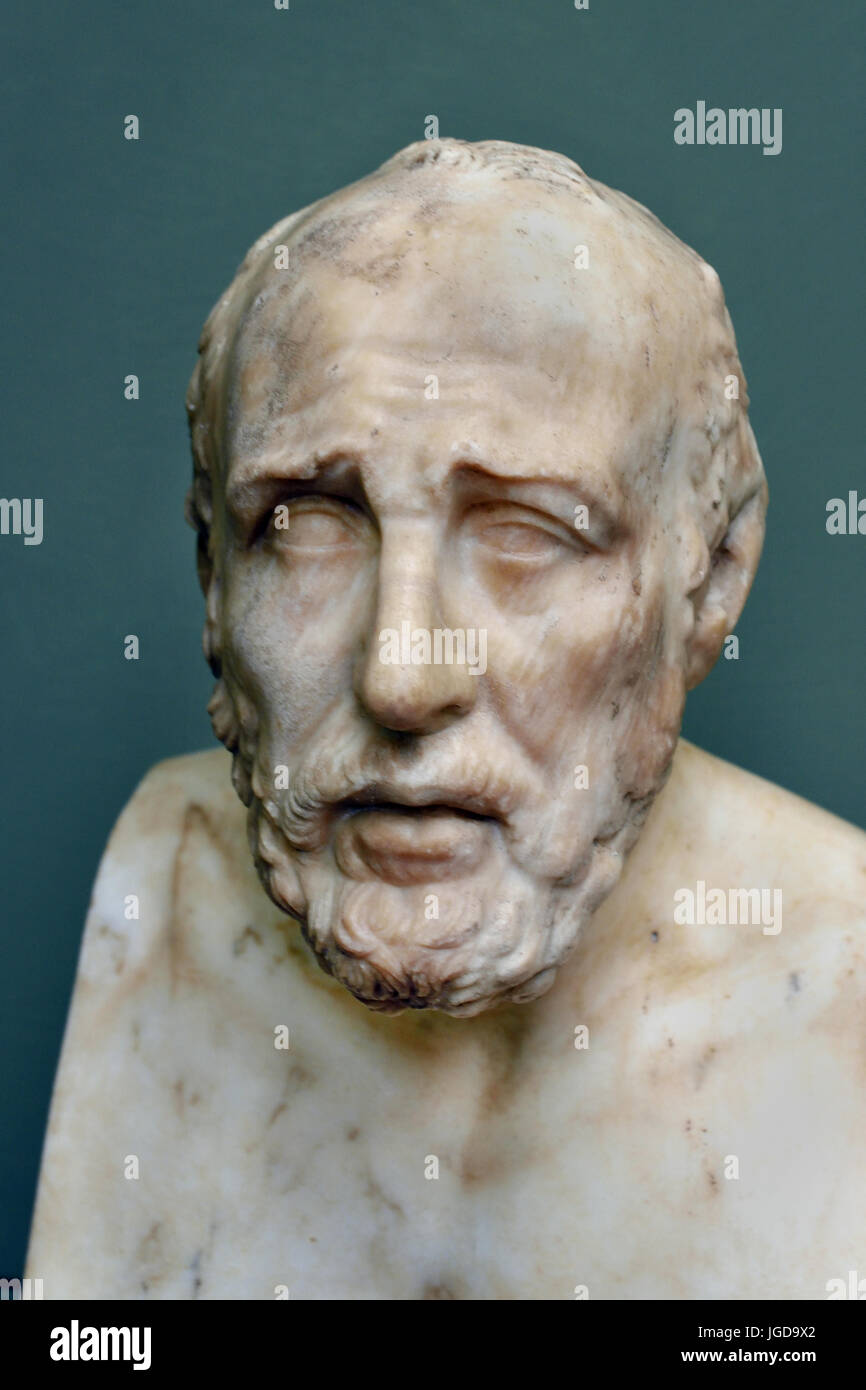 : Retrato de un hombre en un herm (conocido como Aratus) 1ª -2ª siglo AD Uffizi Florencia Italia italiano Foto de stock