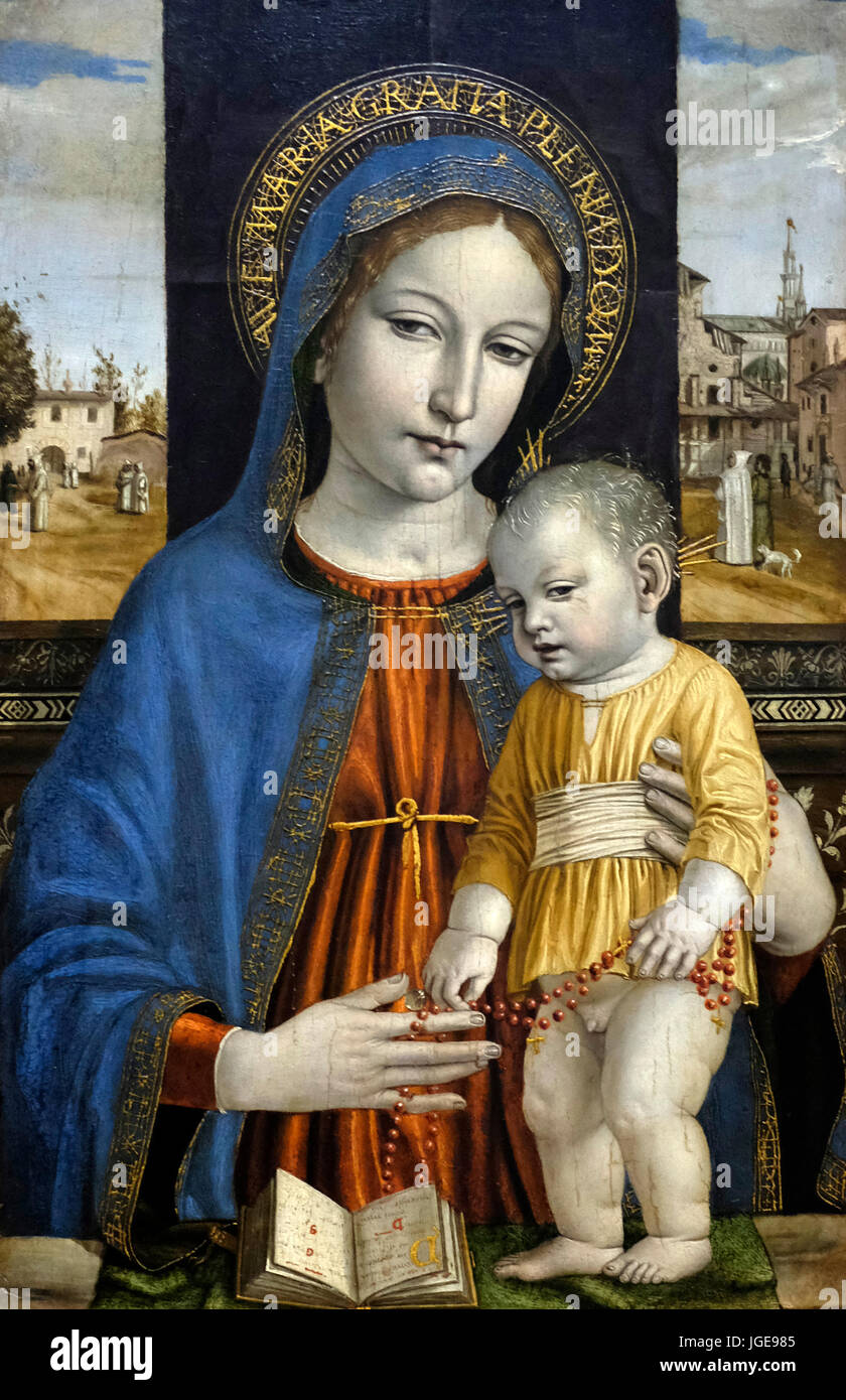 La Virgen y el Niño, Ambrogio Bergognone, circa 1490 Foto de stock