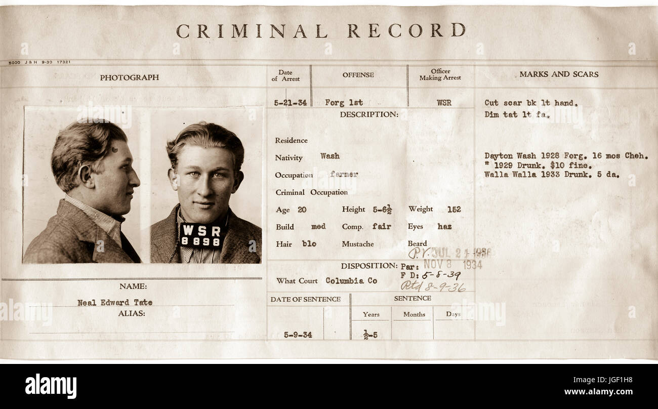 Registros públicos de expedientes penales del estado de Washington