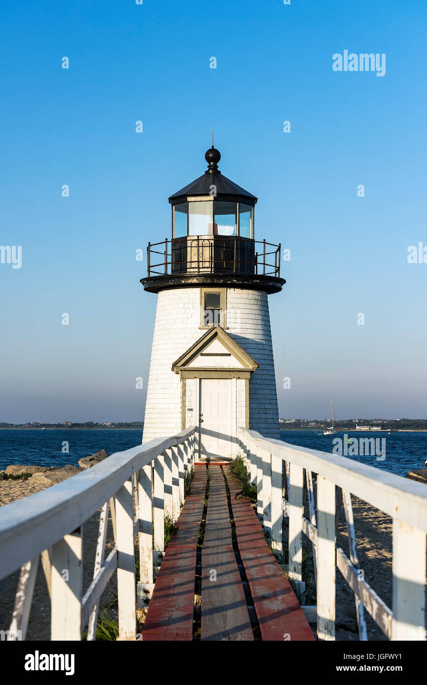Brant Point Faro de Nantucket Island, Massachusetts, Estados Unidos. Foto de stock