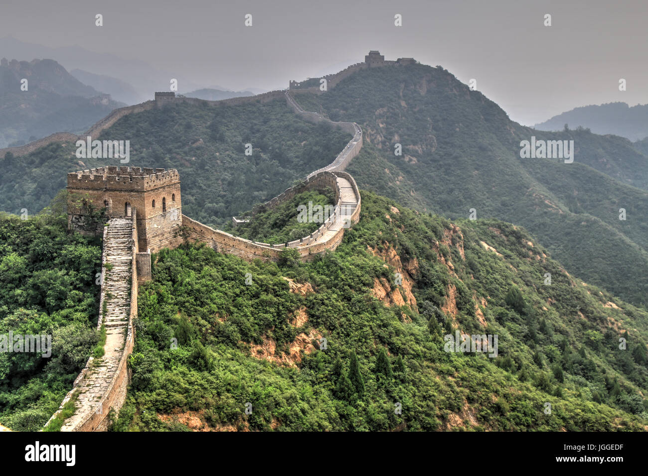 Gran Muralla china tour caminando Jinshanling Foto de stock