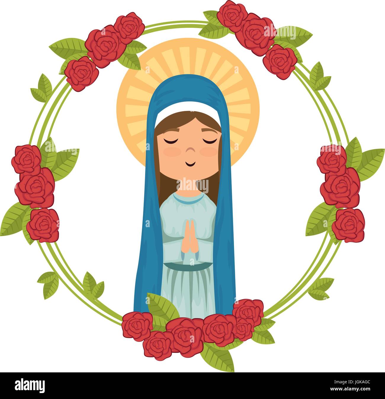 El icono de la Virgen María dibujos animados sobre fondo blanco colorido  diseño ilustración vectorial Imagen Vector de stock - Alamy