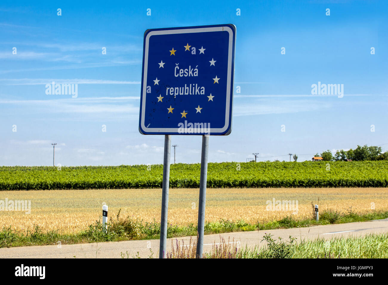 Signo de la frontera de la República Checa Foto de stock