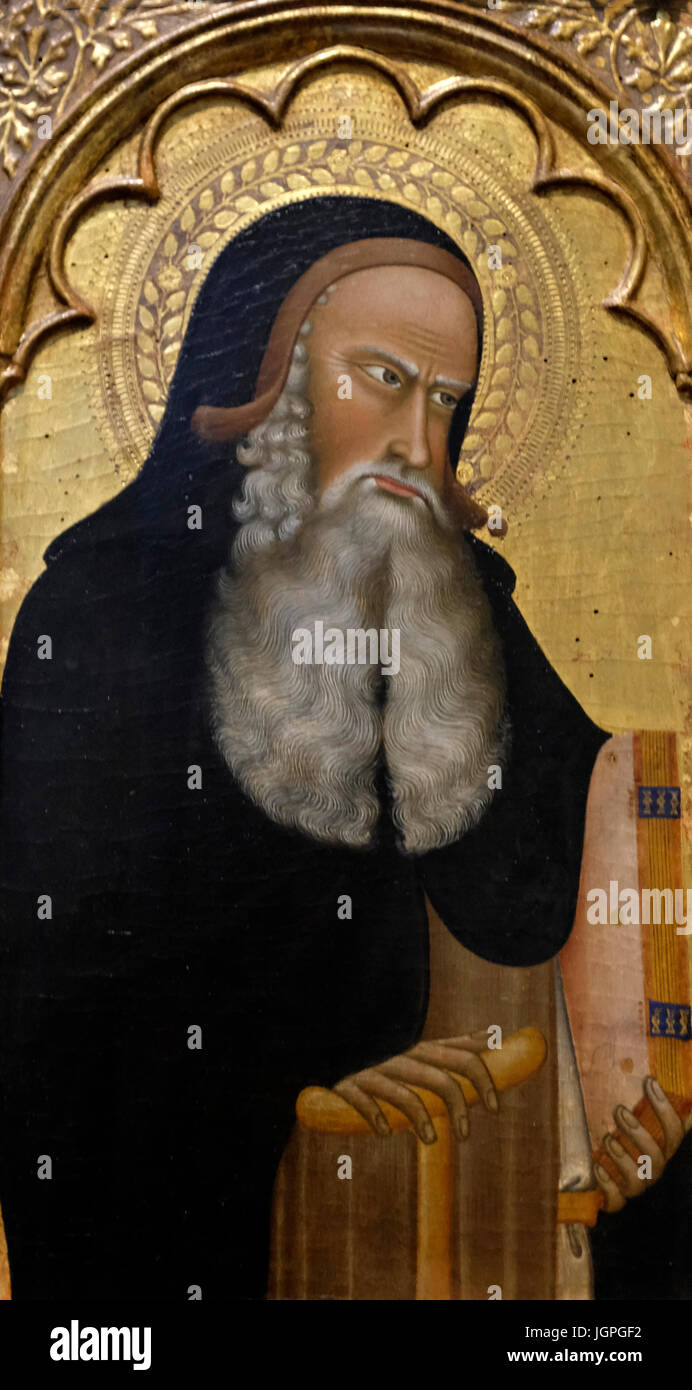 San Antonio Abad, circa 1350 - Giovanni di Nicola Foto de stock