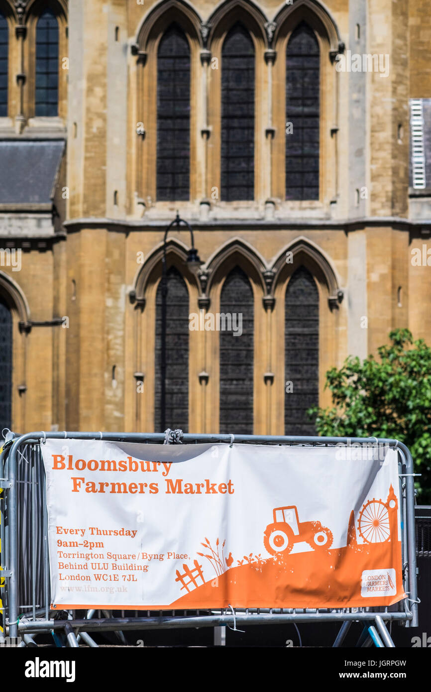 Bloomsbury Farmers Market, Torrington Square, Bloomsbury, Londres, Inglaterra, Reino Unido. Foto de stock