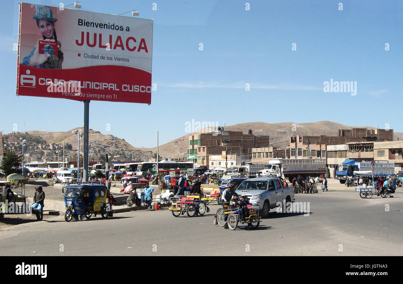 Ciudad, Juliaca, Puno, Lima, Perú. Foto de stock