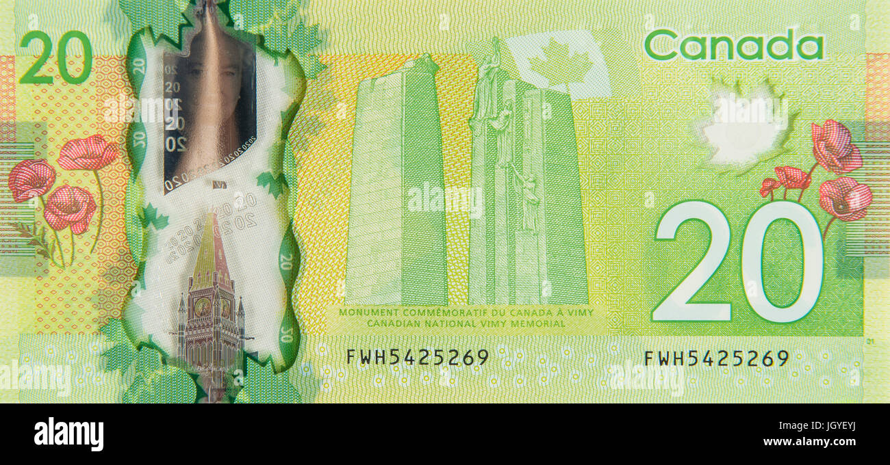 Veinte dólares canadienses Foto de stock