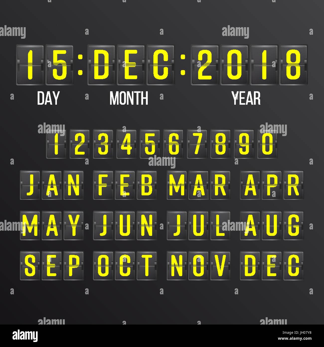 Temporizador de cuenta atrás Flip Vector. Flip negro marcador Calendario  Digital. Años, meses y días Imagen Vector de stock - Alamy
