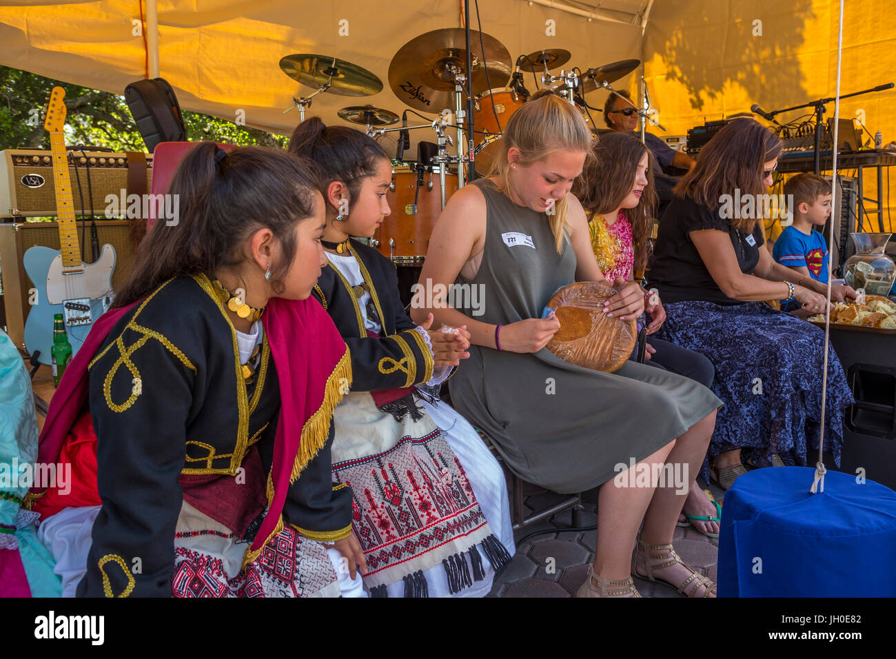 Las niñas Greek-American, Marin Festival griego, de la Ciudad de Novato, Marin County, California Foto de stock