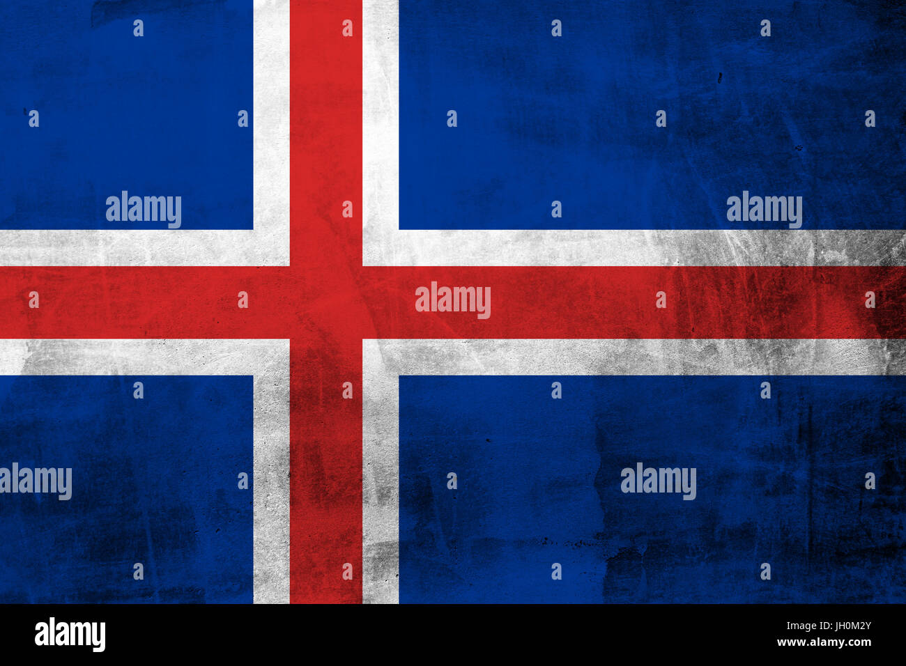 Grunge Islandia Bandera en el muro de hormigón Foto de stock