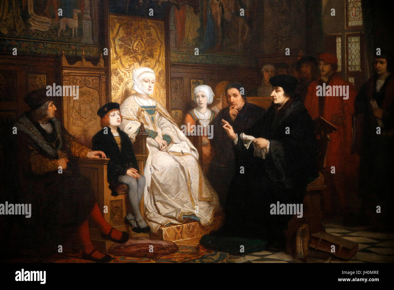Museo de Orsay. Edouard Hamman. Carlos V de la infancia. Lectura de Erasmus. Óleo sobre lienzo. 1863. París. Francia. Foto de stock