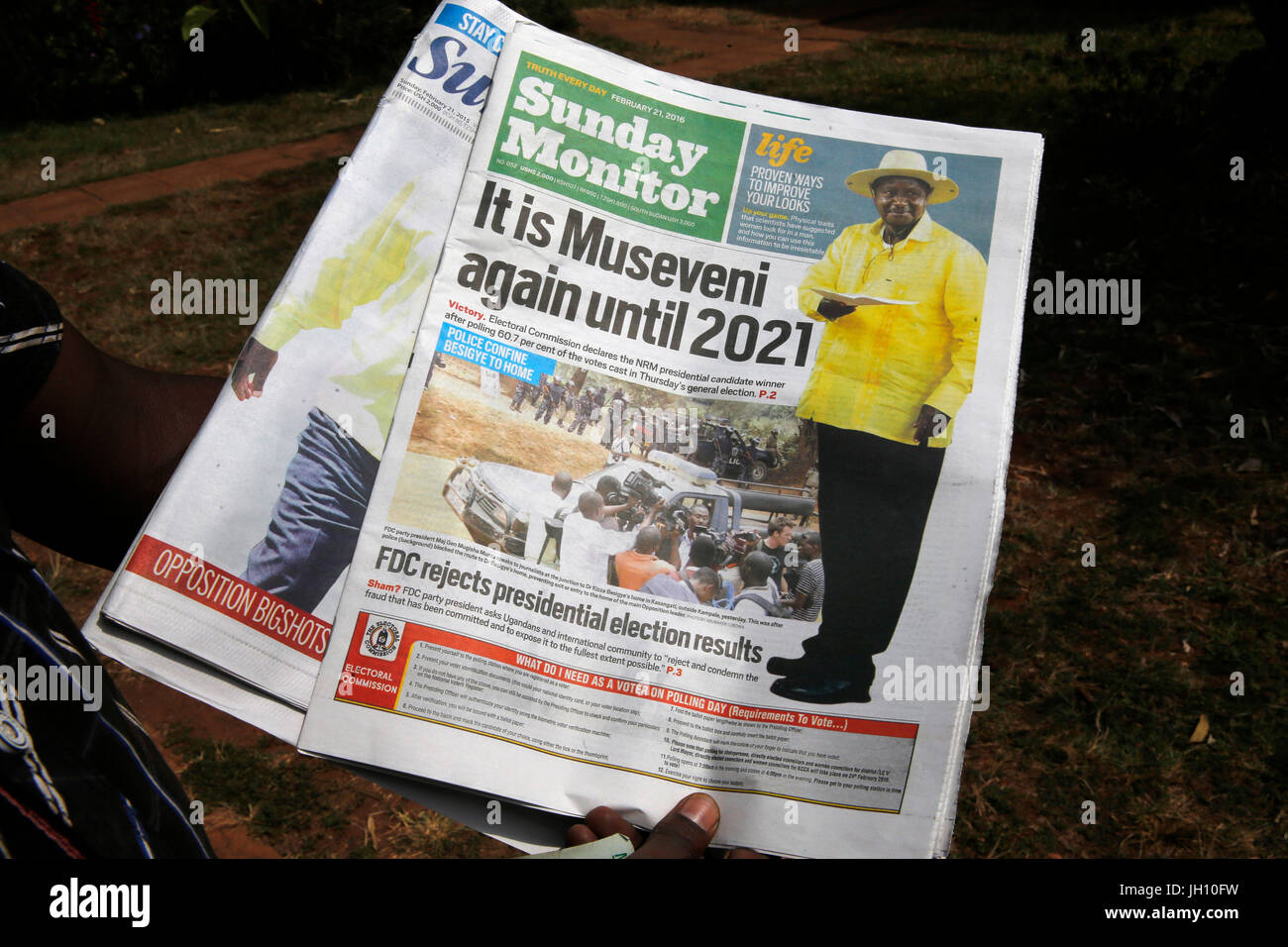Los resultados de la elección. Uganda. Foto de stock