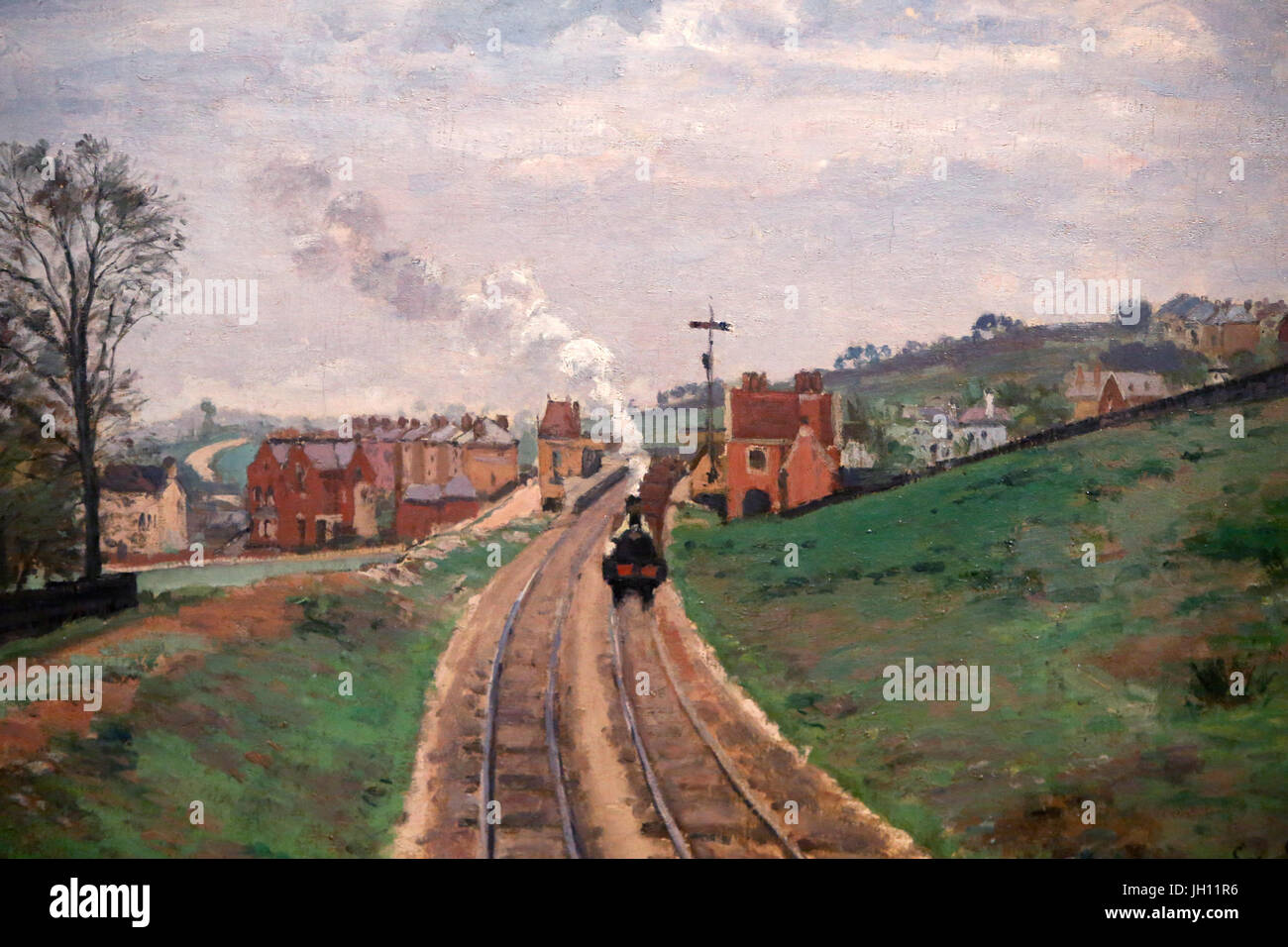 La Courtauld Gallery. Camille Pissaro. Señorío Lane, Estación de Dulwich. 1871. Óleo sobre lienzo. Reino Unido. Foto de stock