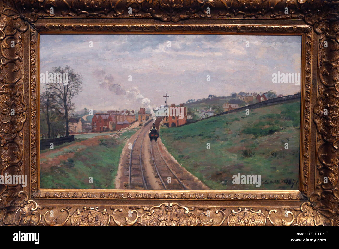 La Courtauld Gallery. Camille Pissaro. Señorío Lane, Estación de Dulwich. 1871. Óleo sobre lienzo. Reino Unido. Foto de stock