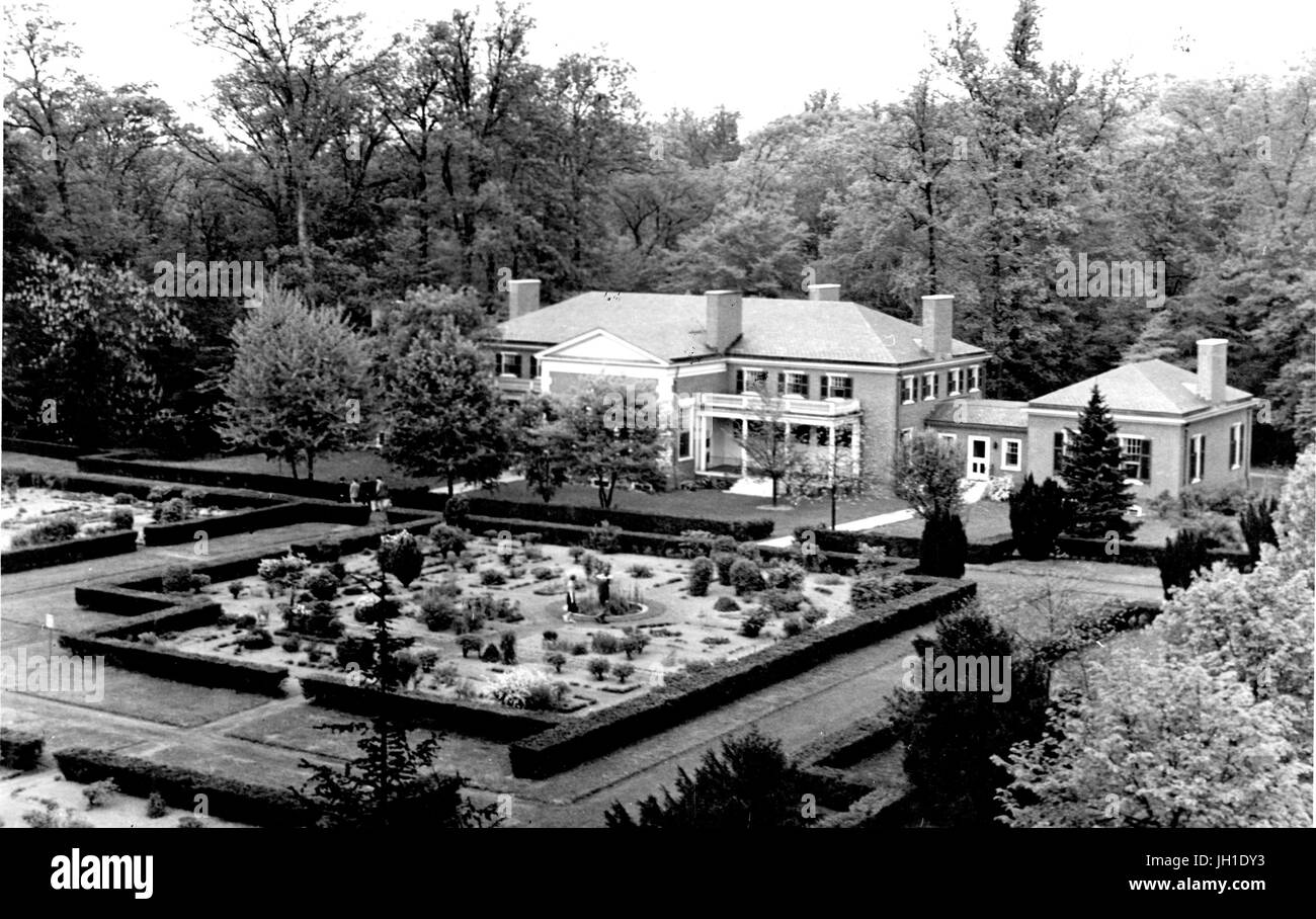 El Invernadero y jardines botánicos del Club de Johns Hopkins, en Baltimore, Maryland, en 1940. Foto de stock