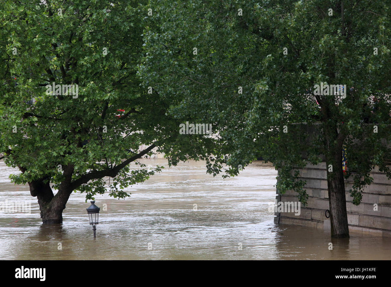Las inundaciones en París en junio de 2016. Francia. Foto de stock