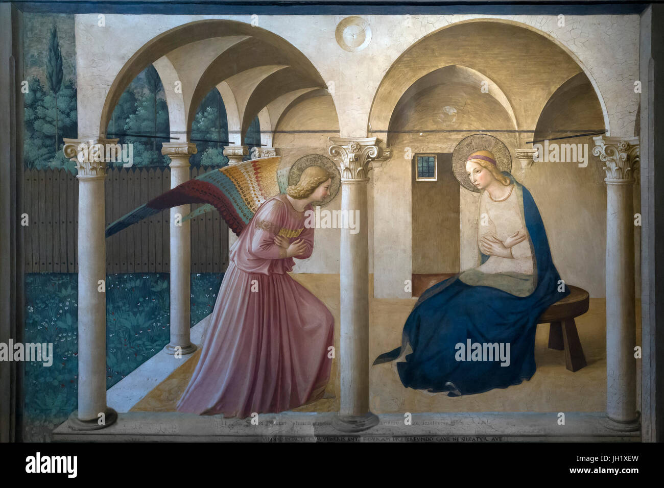 Anunciación de Fra Fra Angelico, 1438-1445, el convento de San Marcos, Florencia, Toscana, Italia, Europa Foto de stock