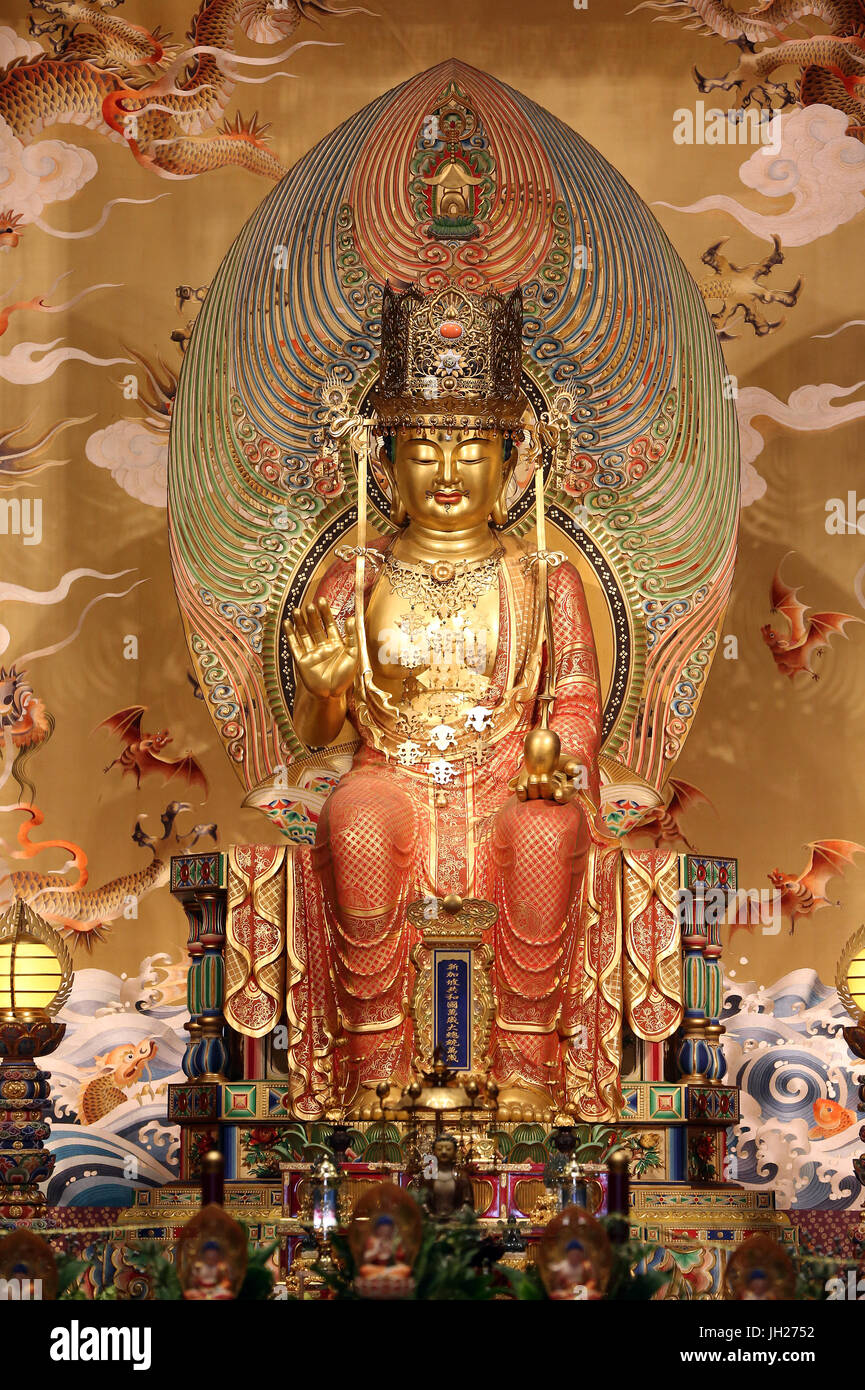 Reliquia del Diente de Buda Templo en Chinatown. Buda Maitreya El futuro Bouddha. Singapur