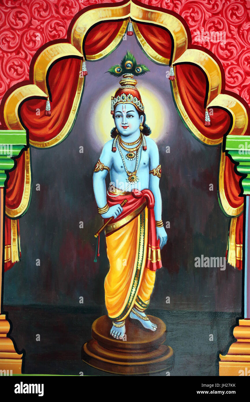 Sri Vadapathira Kaliamman templo hindú. Avatar de Vishnu. El Señor Krishna. Singapur. Foto de stock
