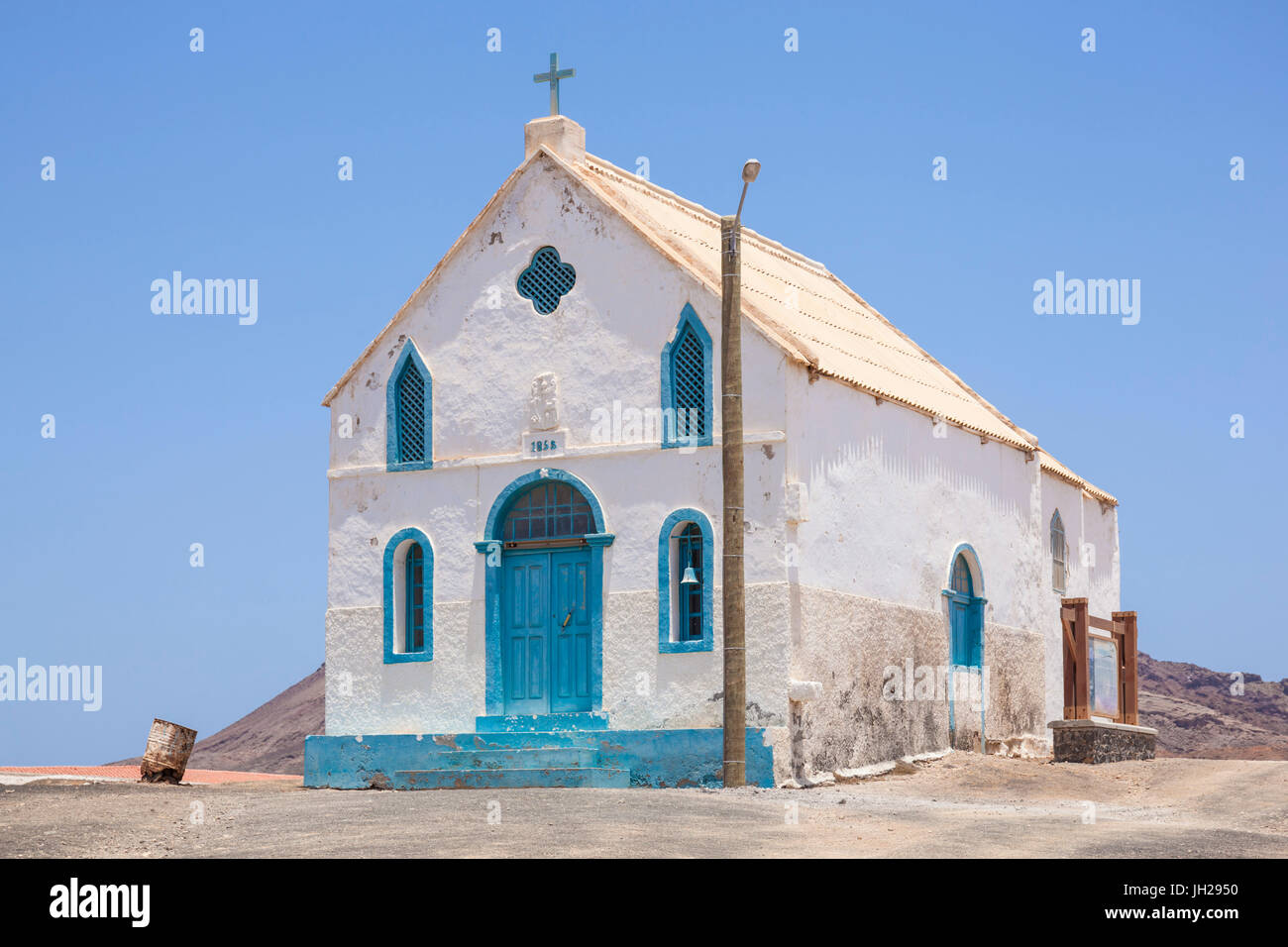 Capela de Nossa Senhora da Piedade (Lady compasión Chapel), Pedra de Lume, Pedra di Lumi, la isla de Sal, Cabo Verde, el Atlántico Foto de stock